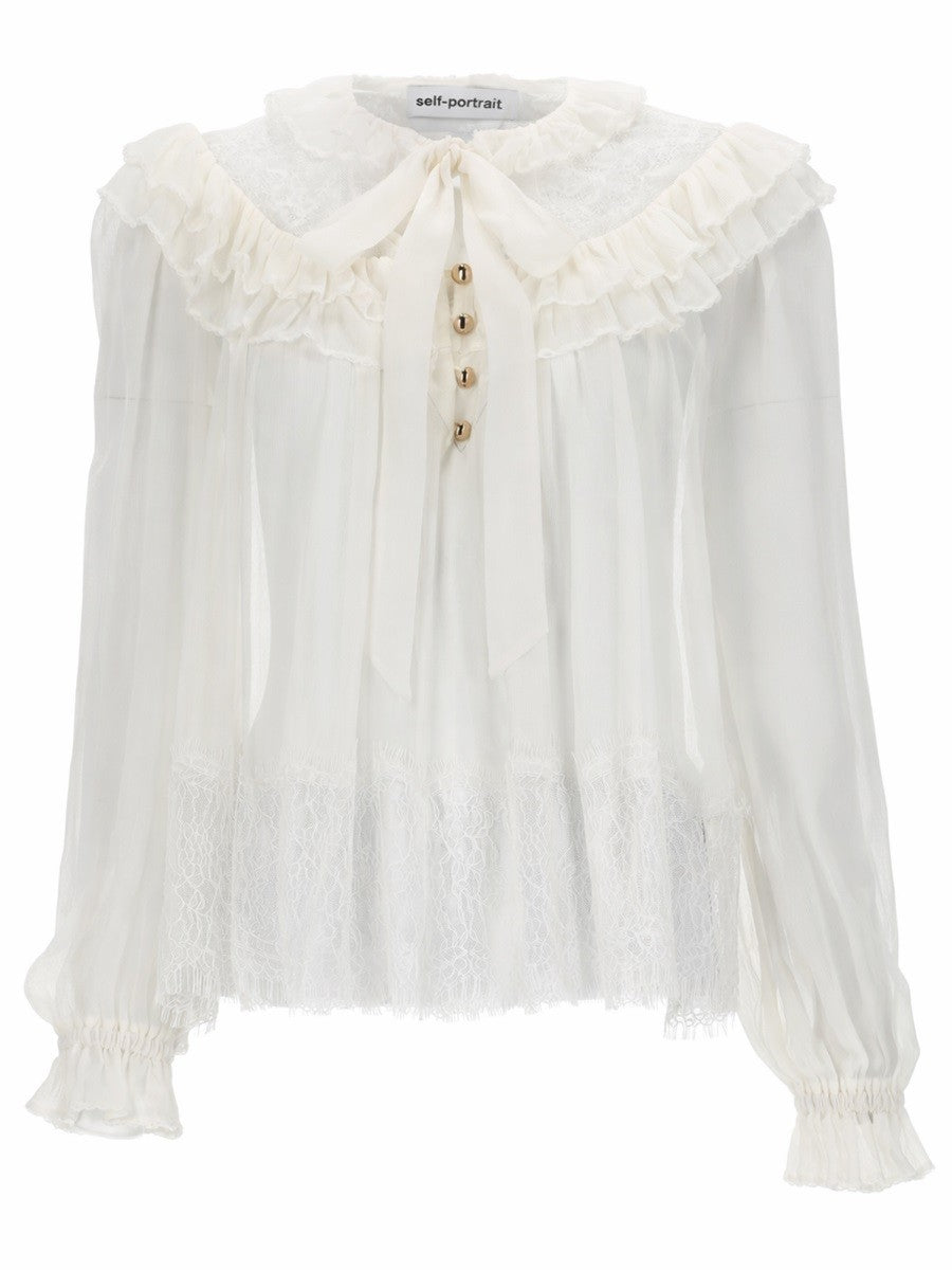 self-portrait Women's Georgette Blouse White