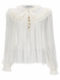 self-portrait Women's Georgette Blouse White