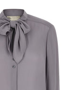 Tory Burch Georgette Bow Blouse Grey, view 3