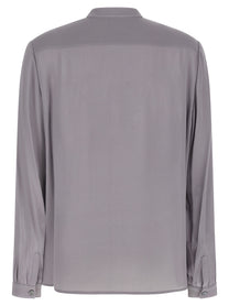Tory Burch Georgette Bow Blouse Grey