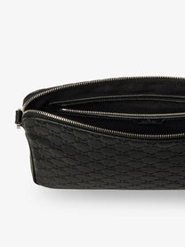 Gucci Men's GG Emblem Leather Crossbody Bag Grey