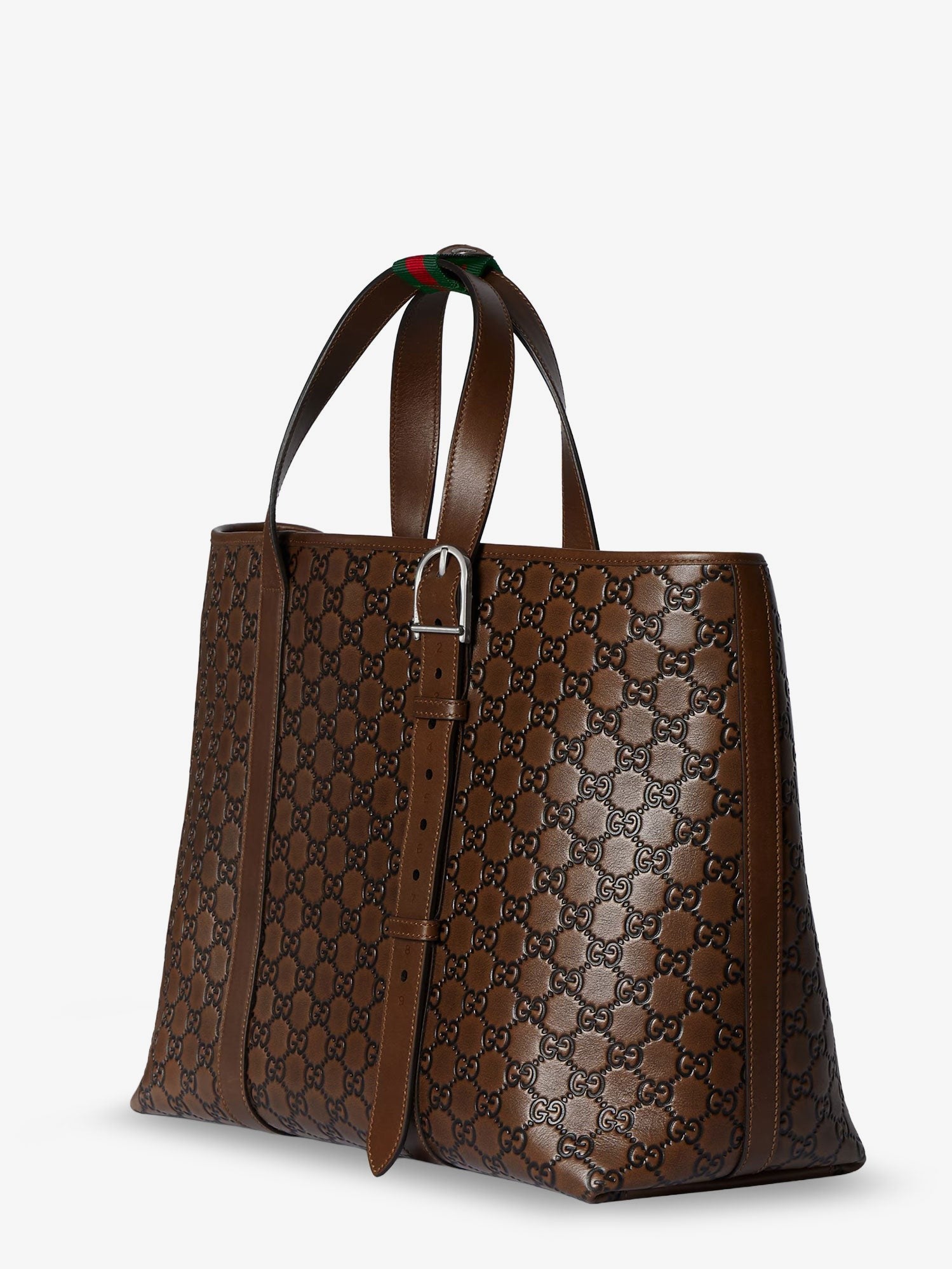 Gucci Men's GG Emblem Leather Shopping Bag Black