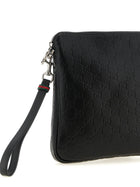 Gucci Men's Leather GG Emblem Crossbody Bag Black, view 3