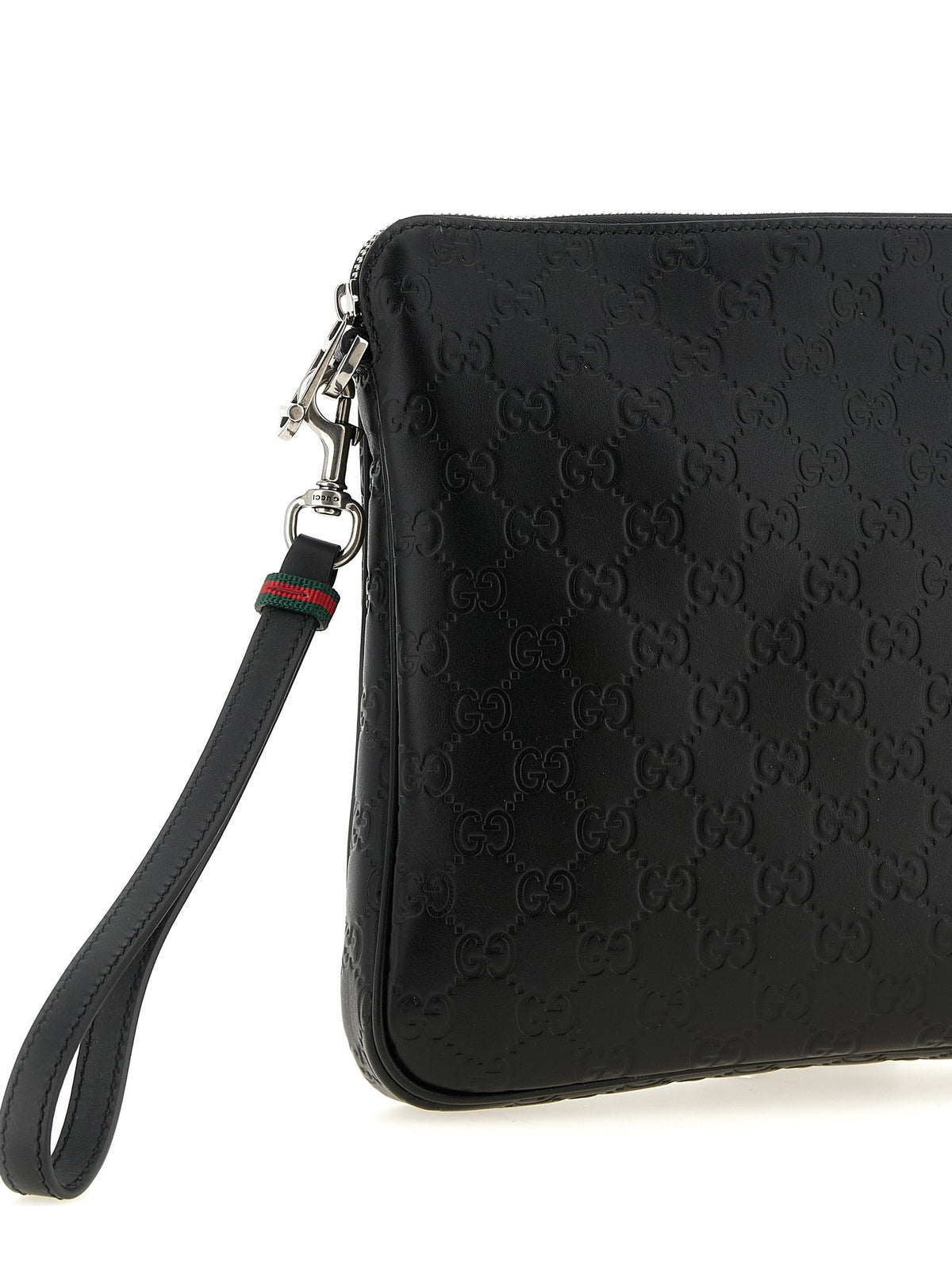 Gucci Men's Leather GG Emblem Crossbody Bag Black, view 3