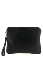 Gucci Men's Leather GG Emblem Crossbody Bag Black