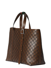 Gucci Men's GG Emblem Tote Bag Brown