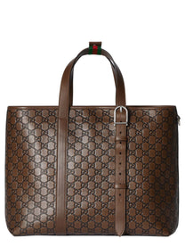 Gucci Men's GG Emblem Tote Bag Brown