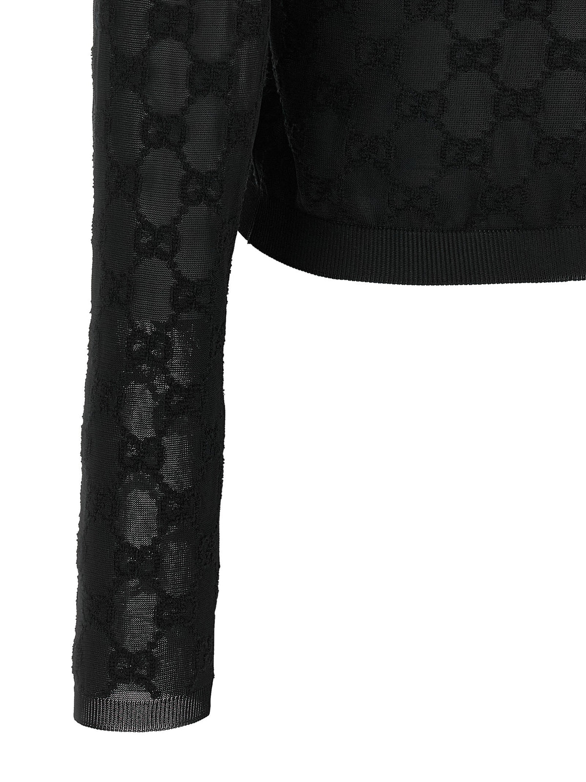 Gucci GG Embroidery Cardigan Black, view 4