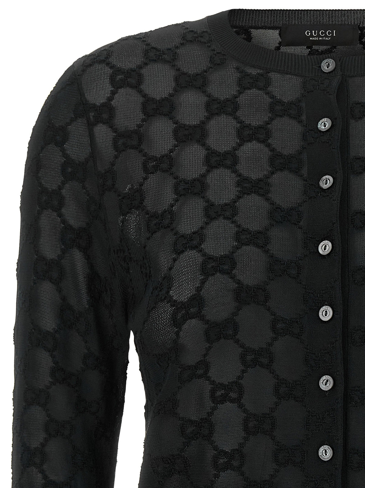 Gucci GG Embroidery Cardigan Black, view 3