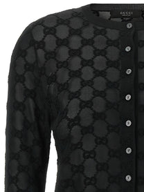 Gucci GG Embroidery Cardigan Black, view 3
