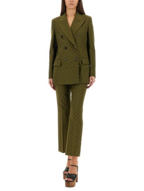 Gucci Women's GG Fabric Double Breasted Jacket Green