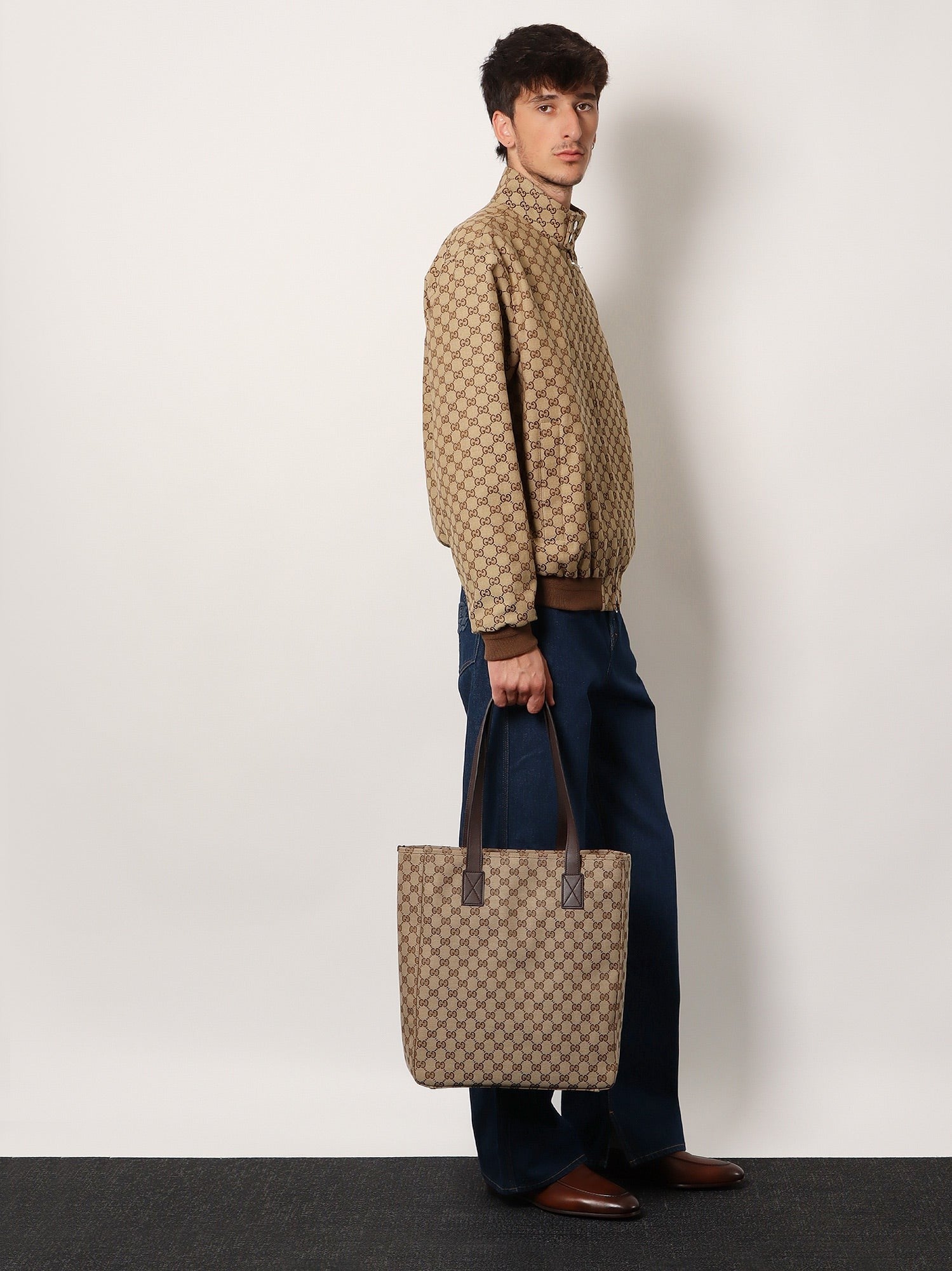 Gucci Men's GG Fabric Shopping Bag Brown