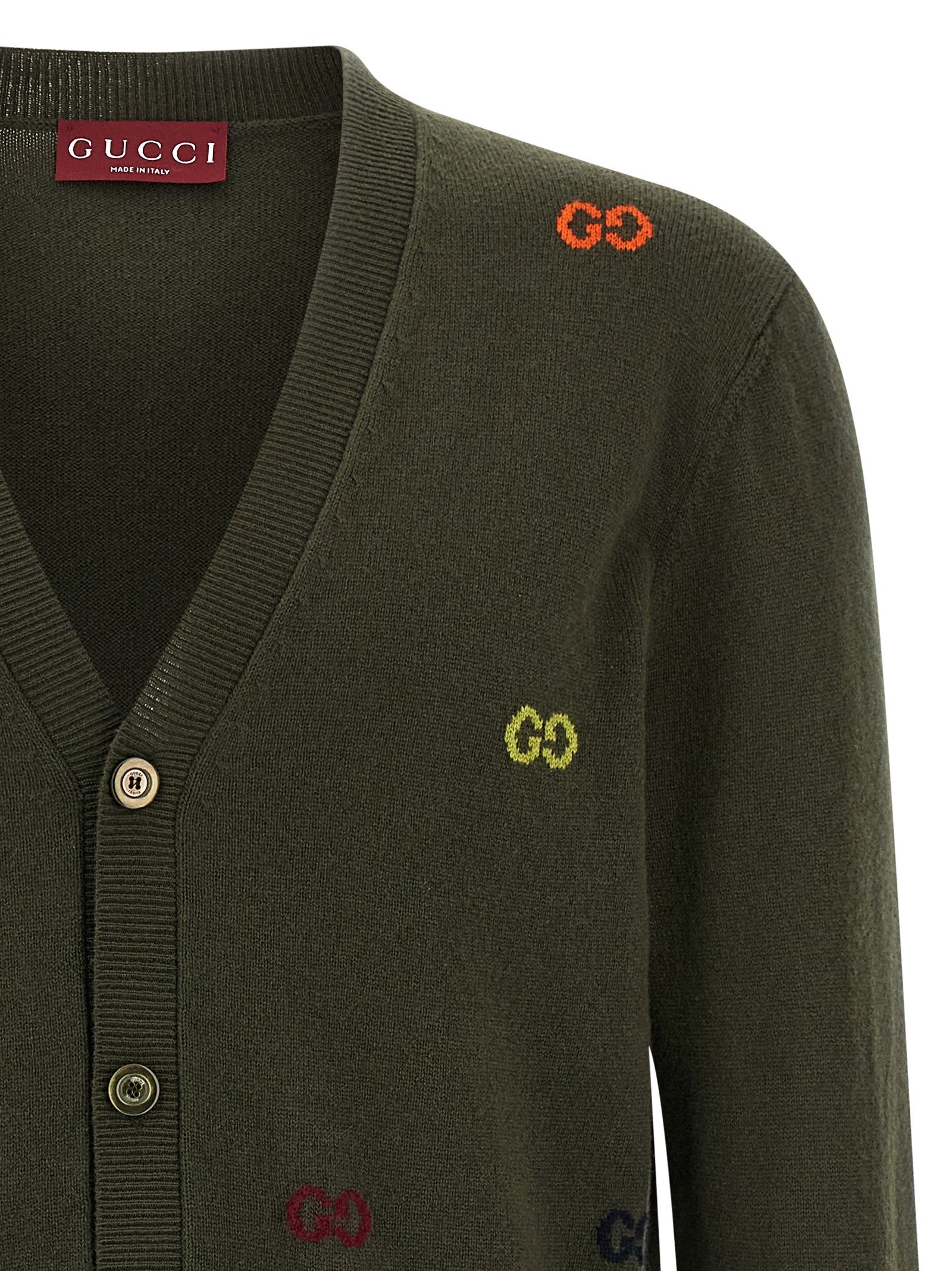 Gucci GG Intarsia Cardigan Green