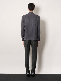 Gucci Men's GG Jacquard Silk Shirt Bronze