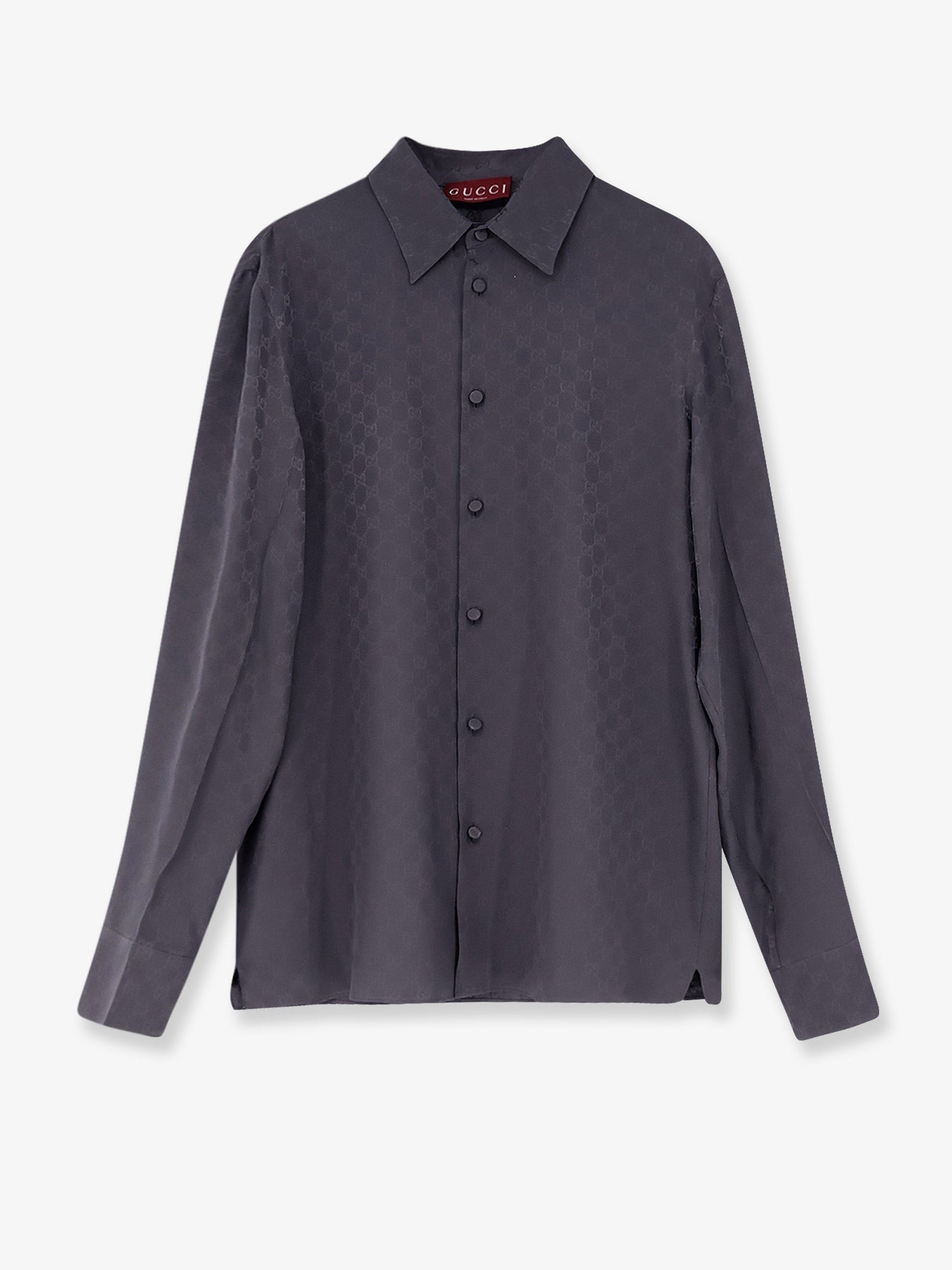 Gucci Men's GG Jacquard Silk Shirt Bronze