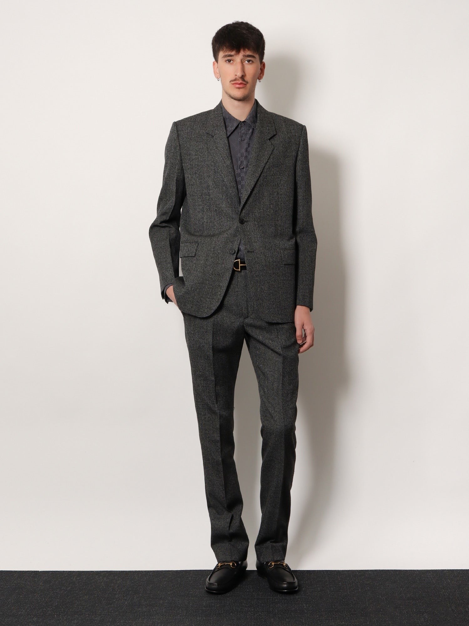 Gucci Men's GG Jacquard Silk Shirt Bronze