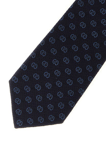 Gucci GG Jacquard Silk Tie Blue
