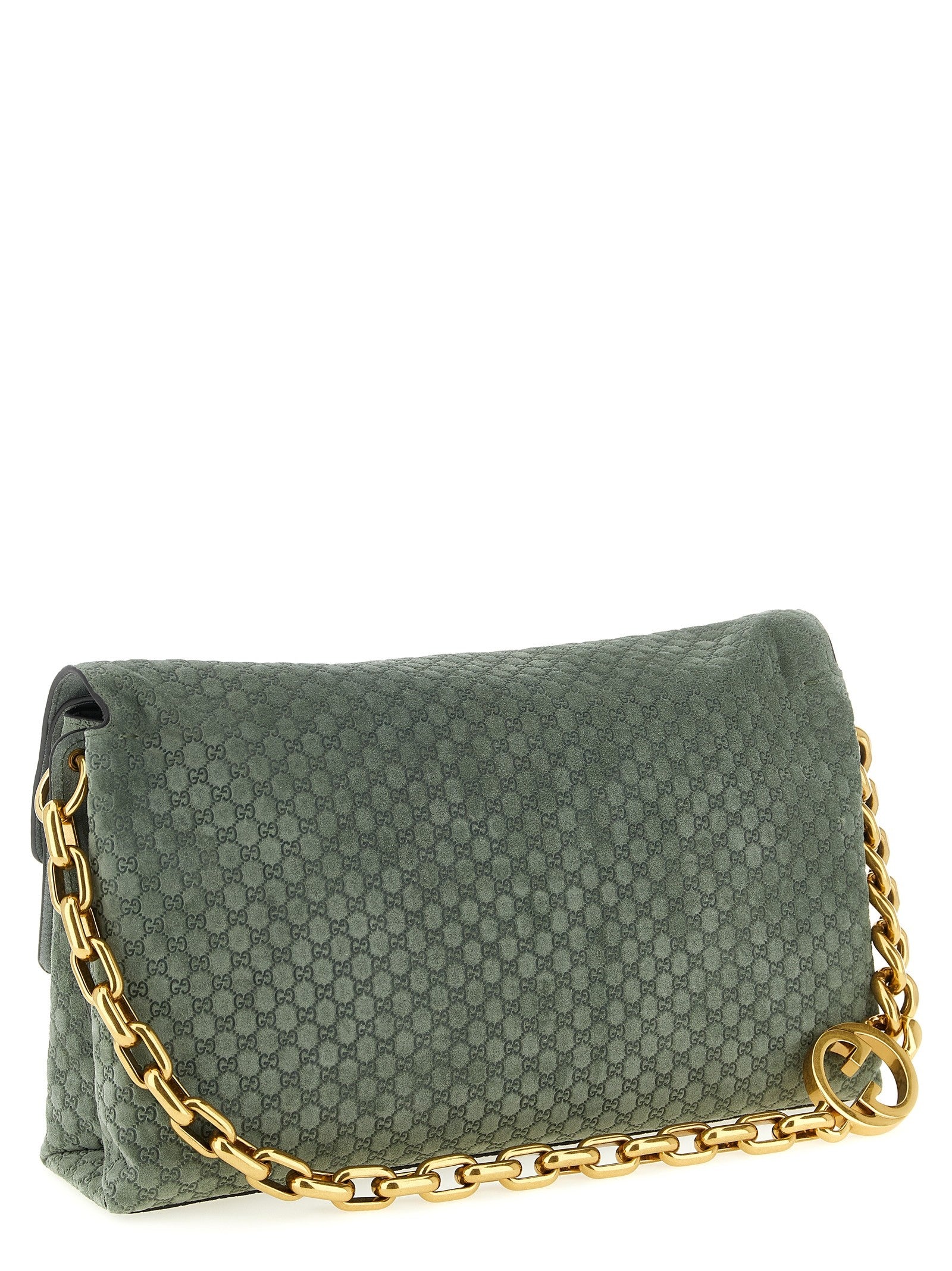 Gucci GG Large Suede Shoulder Bag Green