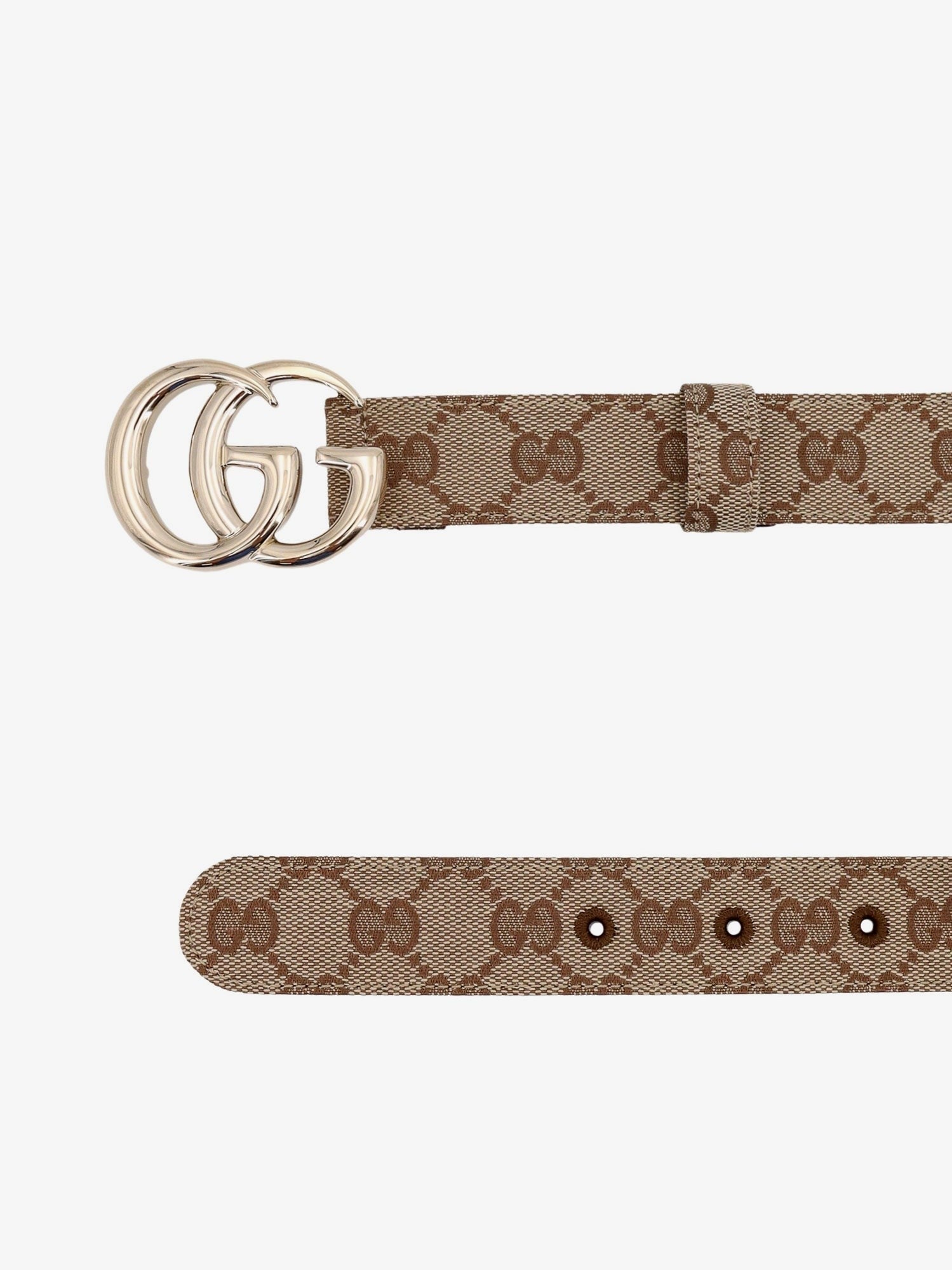 Gucci Women's GG Marmont Coated Canvas Belt Beige