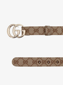 Gucci Women's GG Marmont Coated Canvas Belt Beige