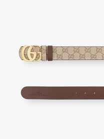 Gucci Men's GG Marmont GG Fabric Reversible Belt Beige