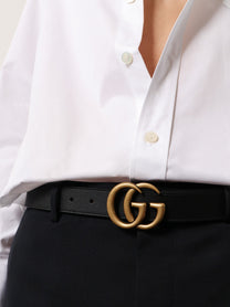 Gucci Men's GG Marmont Leather Belt Black