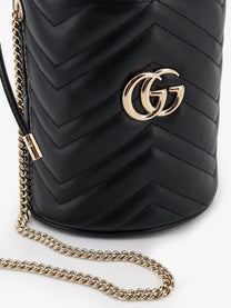 Gucci Women's GG Marmont Matelassé Leather Bucket Bag Black