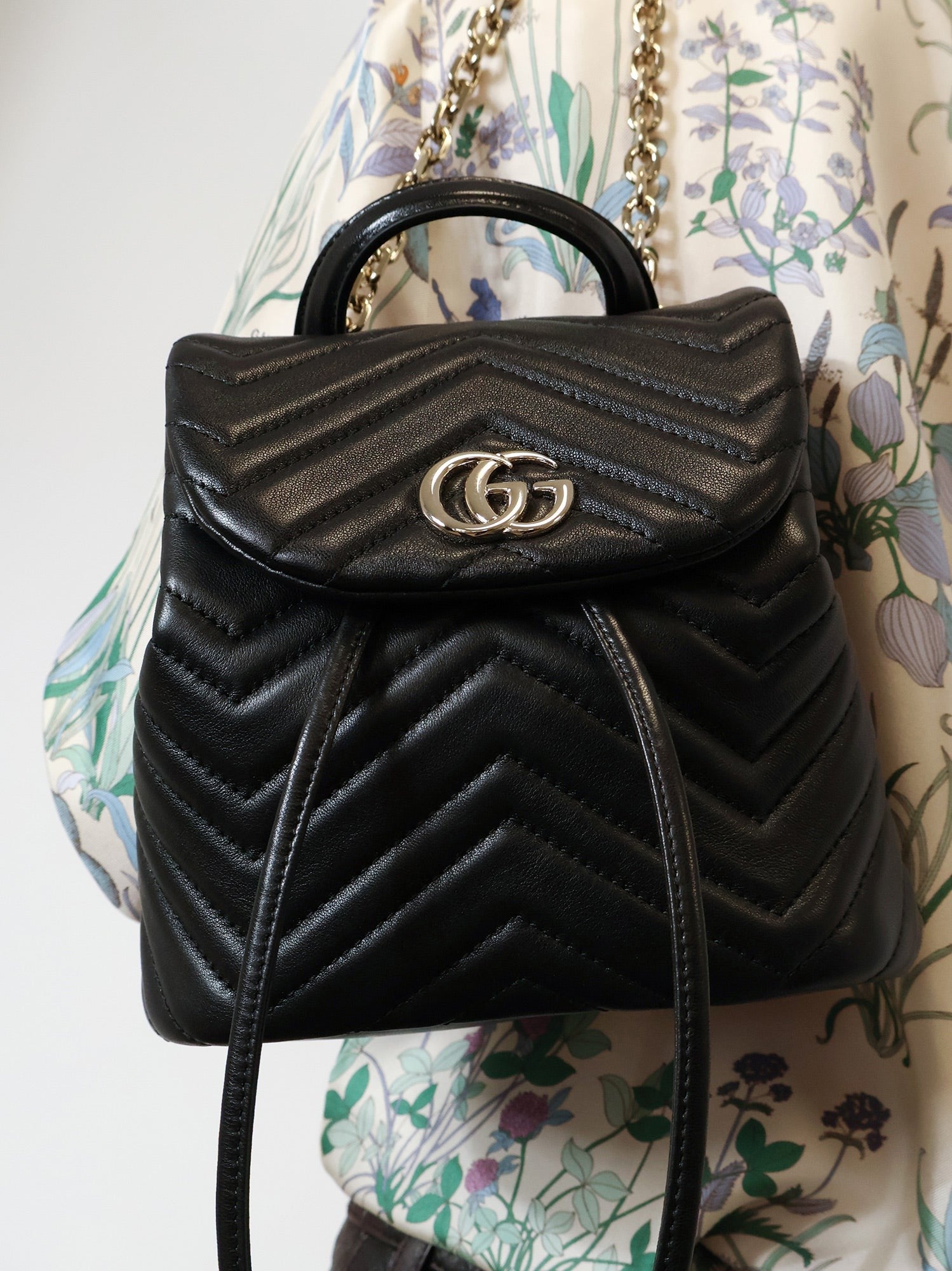 Gucci Women's GG Marmont Mini Leather Backpack Black