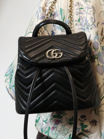 Gucci Women's GG Marmont Mini Leather Backpack Black