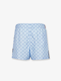 Gucci Men's GG Nylon Swim Trunks Blue