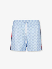 Gucci Men's GG Nylon Swim Trunks Blue