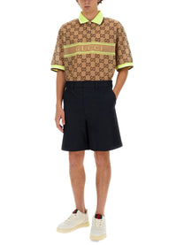 Gucci Men's GG Print Polo Shirt Beige