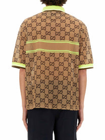 Gucci Men's GG Print Polo Shirt Beige