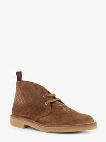 Gucci Men's GG Suede Lace up Boots Beige