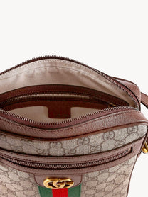 Gg Supreme Fabric And Leather Shoulder Bag With Iconic Web Band