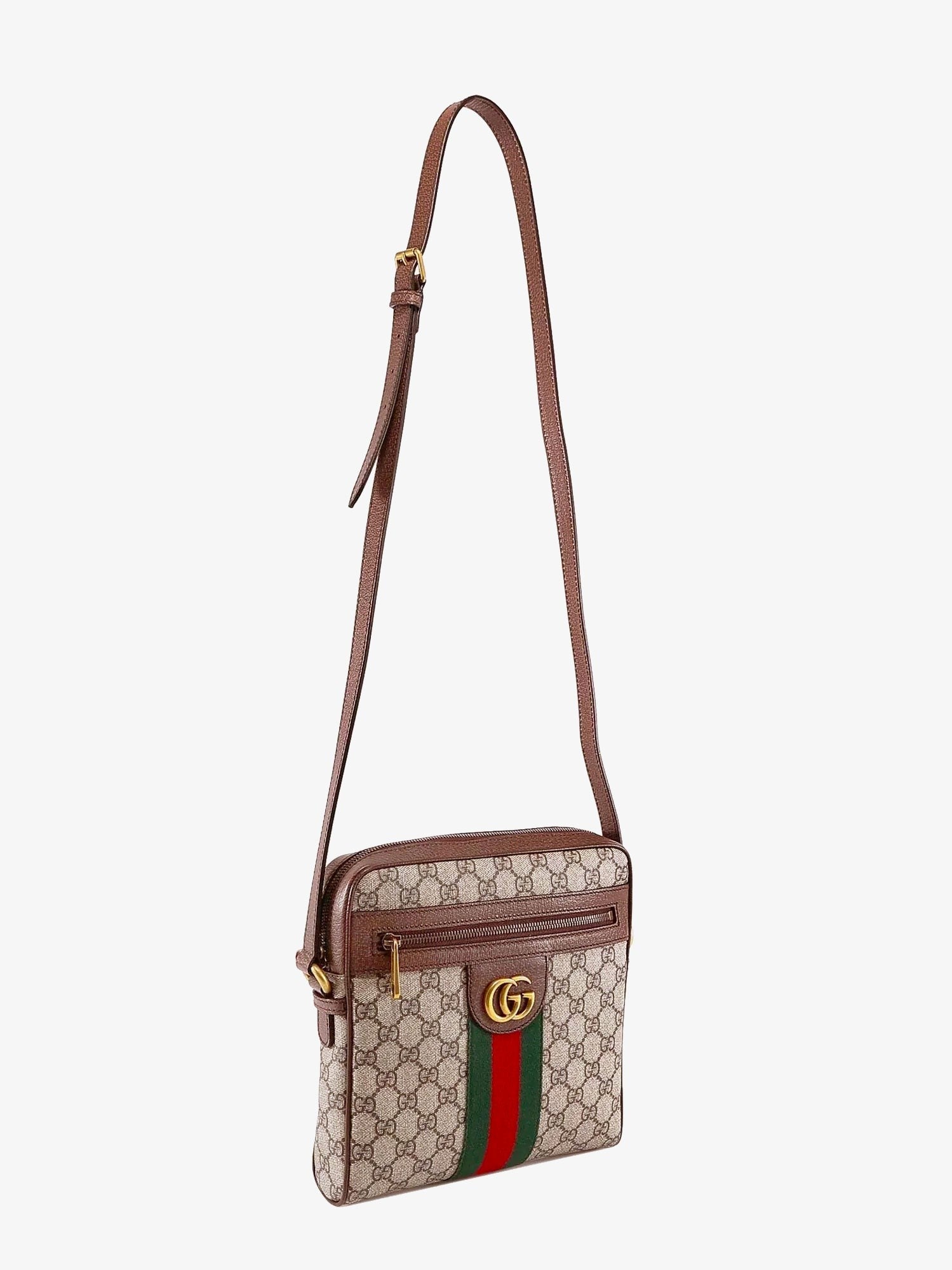 Gg Supreme Fabric And Leather Shoulder Bag With Iconic Web Band