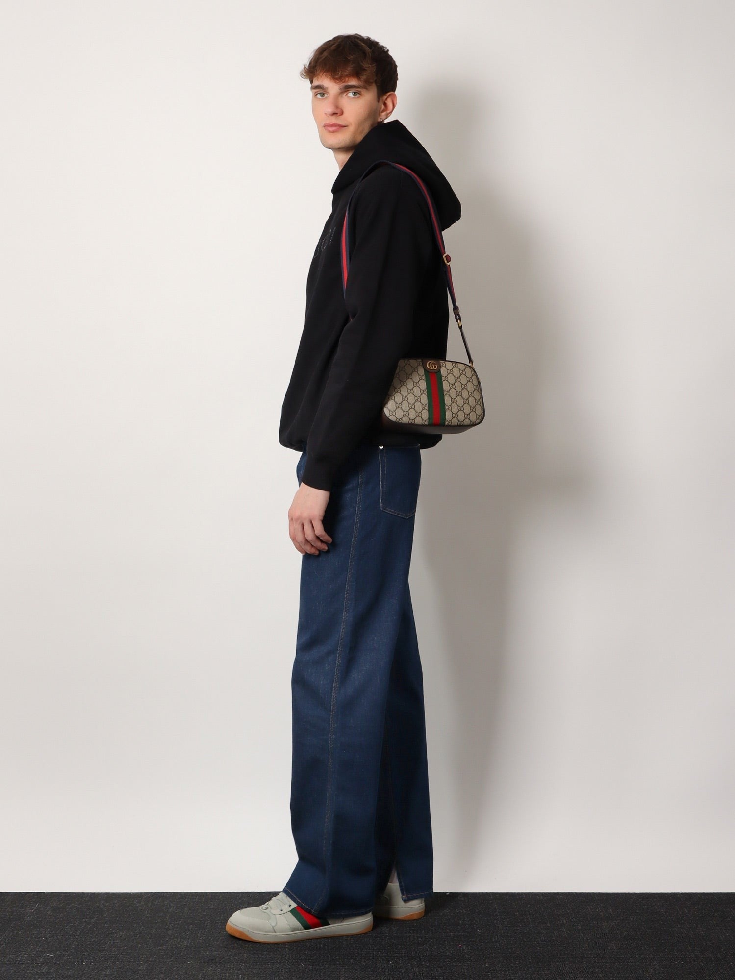 Gg Supreme Fabric And Leather Shoulder Bag