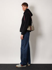 Gg Supreme Fabric And Leather Shoulder Bag