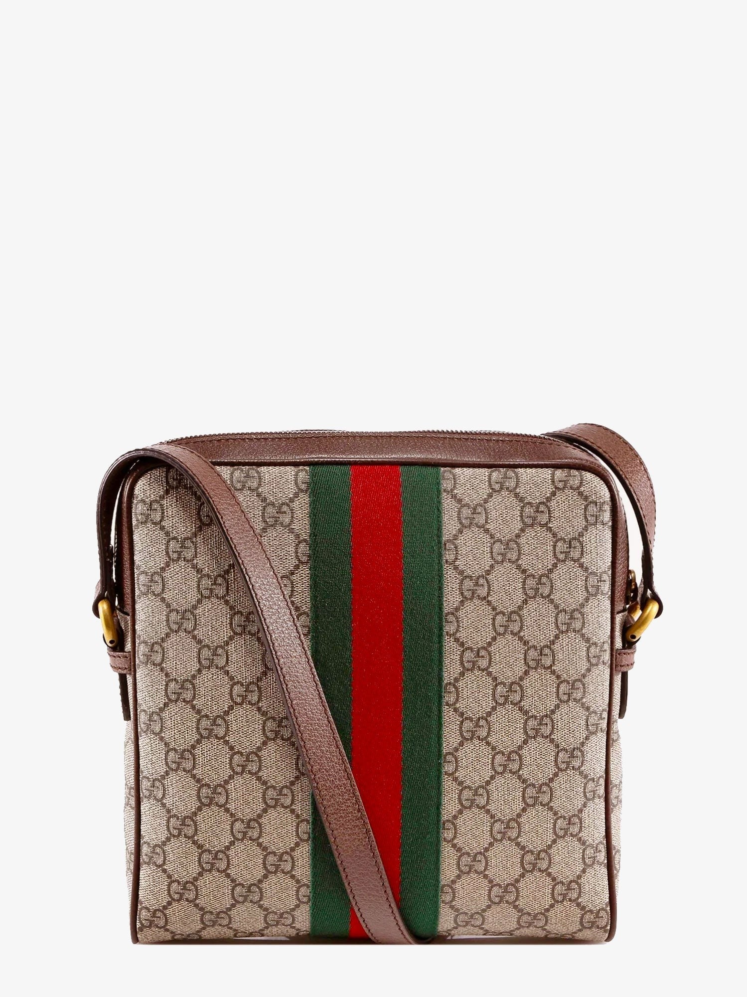 Gg Supreme Fabric And Leather Shoulder Bag With Iconic Web Band