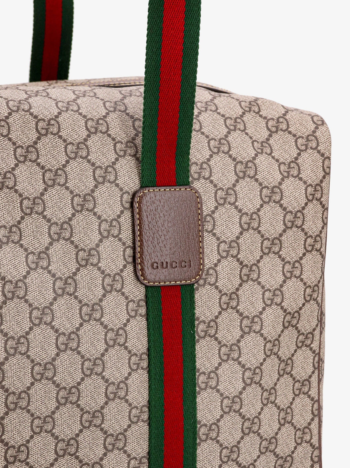 Gucci Men's GG Supreme Fabric and Leather Travel Bag Beige, view 5