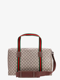 Gucci Men's GG Supreme Fabric and Leather Travel Bag Beige