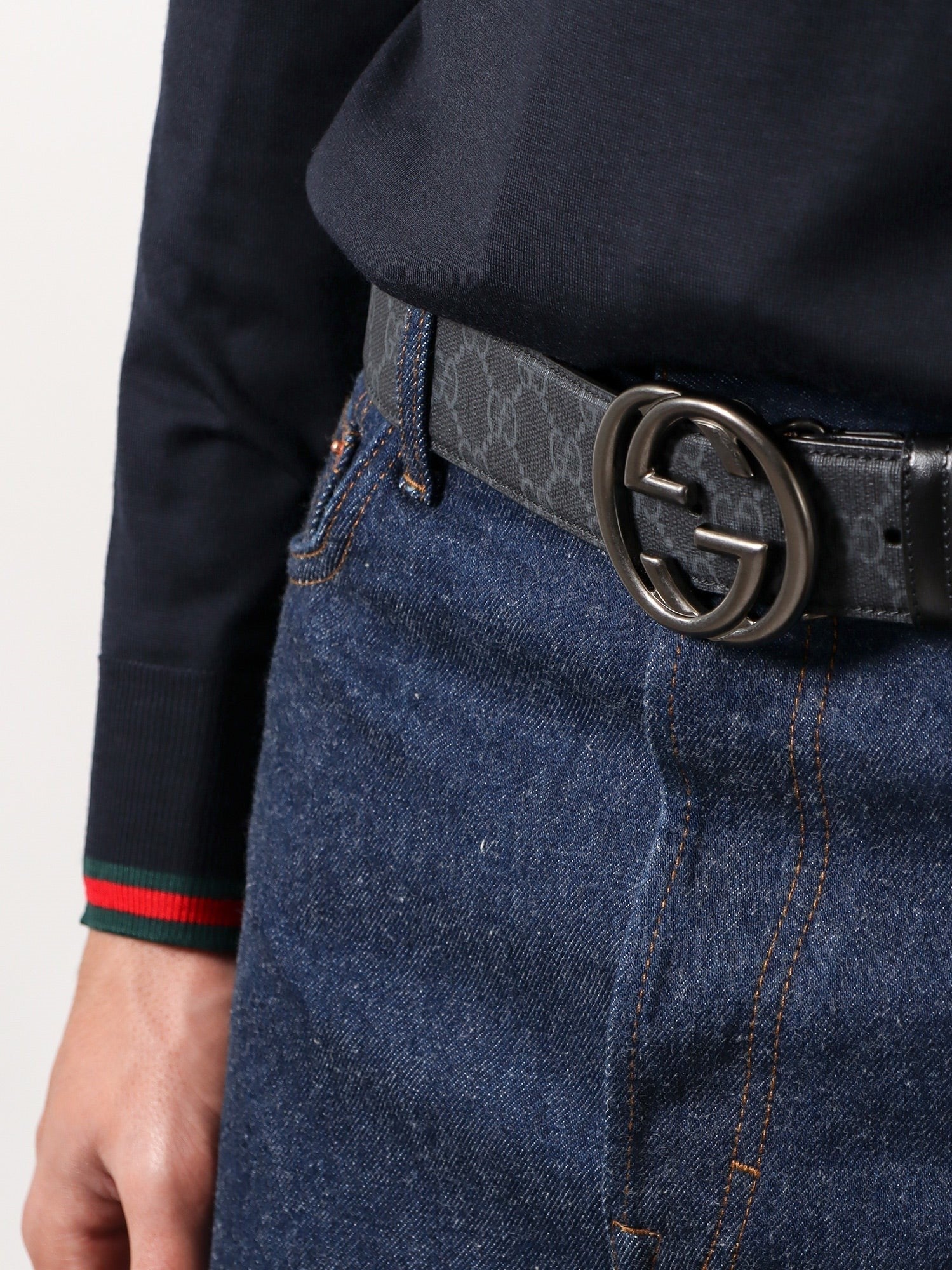Gucci Men's GG Supreme Fabric Belt Black Gucci
