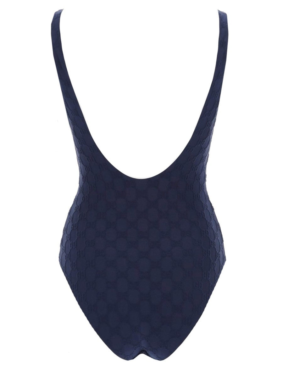 Gucci Women's GG Weave One Piece Swimsuit Blue