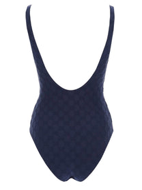 Gucci Women's GG Weave One Piece Swimsuit Blue