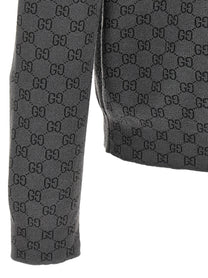 Gucci GG Wool and Silk Cardigan Grey