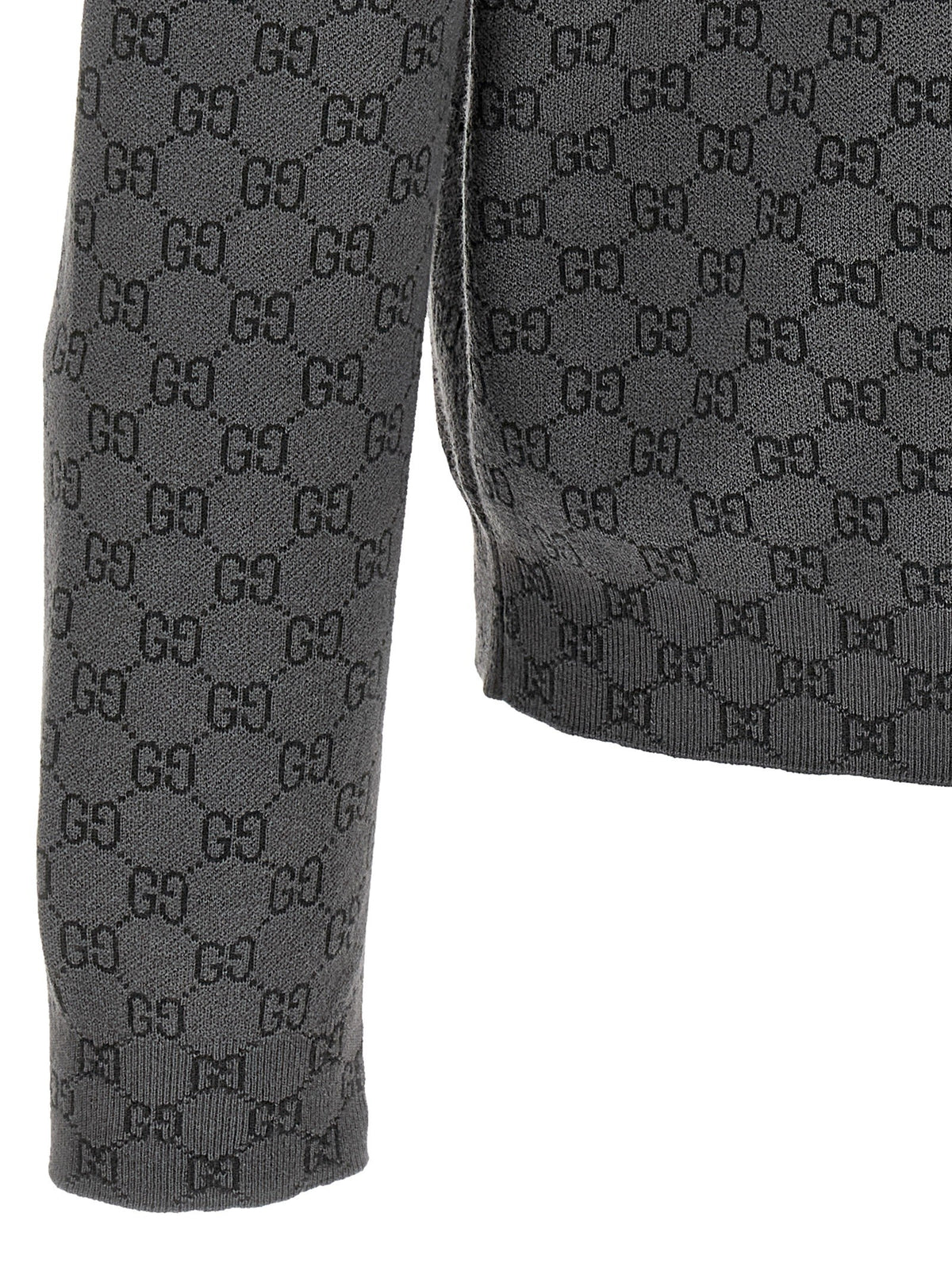 Gucci GG Wool and Silk Cardigan Grey, view 4