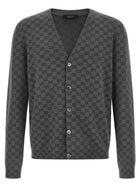 Gucci GG Wool and Silk Cardigan Grey