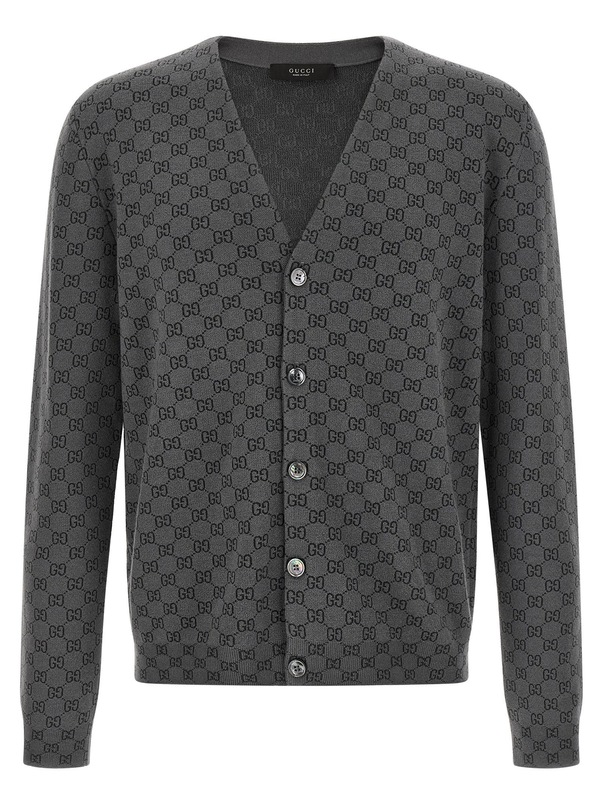Gucci GG Wool and Silk Cardigan Grey