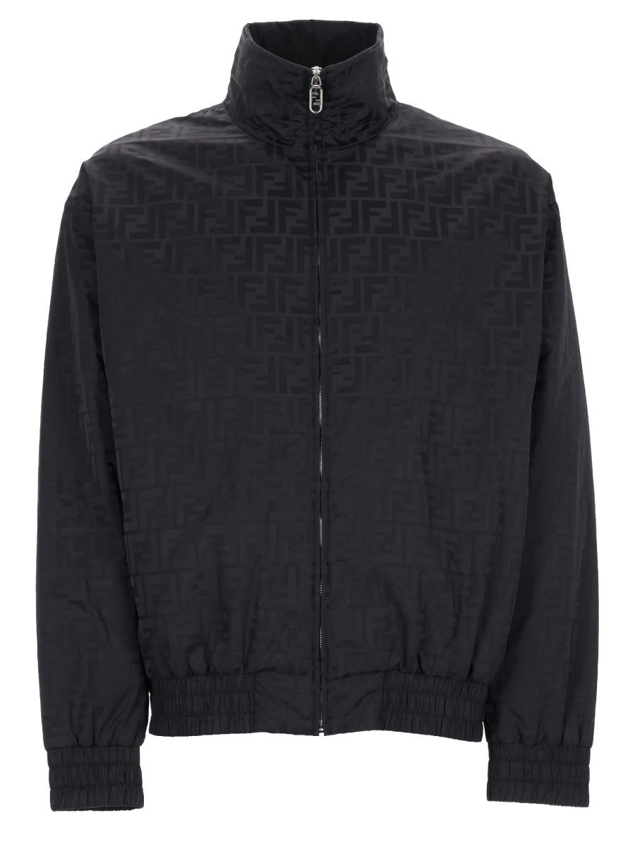 Fendi Men's Giacca Bomber Con Trama Black