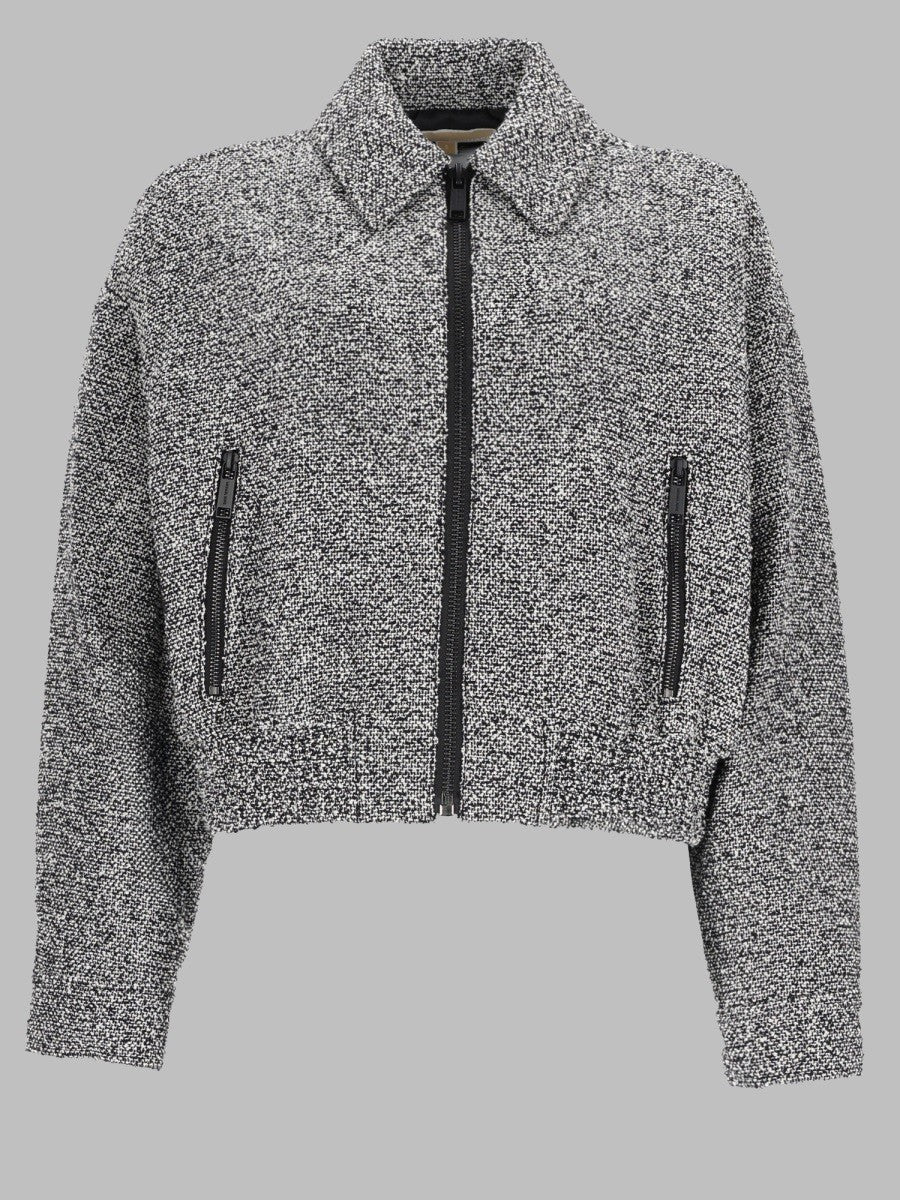 Michael Kors Women's Giacca Bomber in Cotone Con Zip Grey